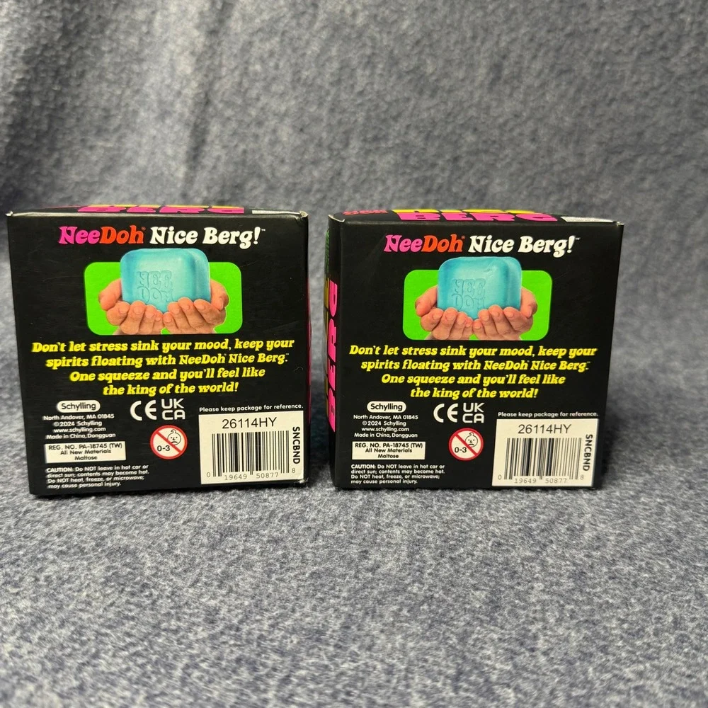 NeeDoh Nice Berg Schylling Blue Ice Cube Stress Toy Fidget 2 Pack 26114HY